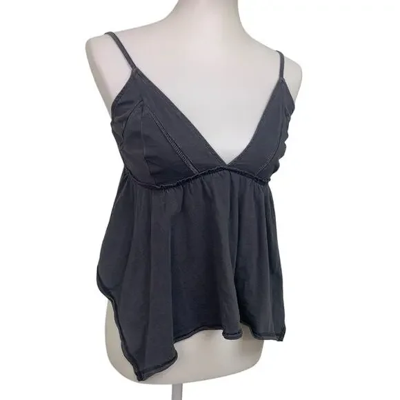 New Aerie Womens Small PolyCotton Spaghetti Strap Handkerchief Hem Tank Top